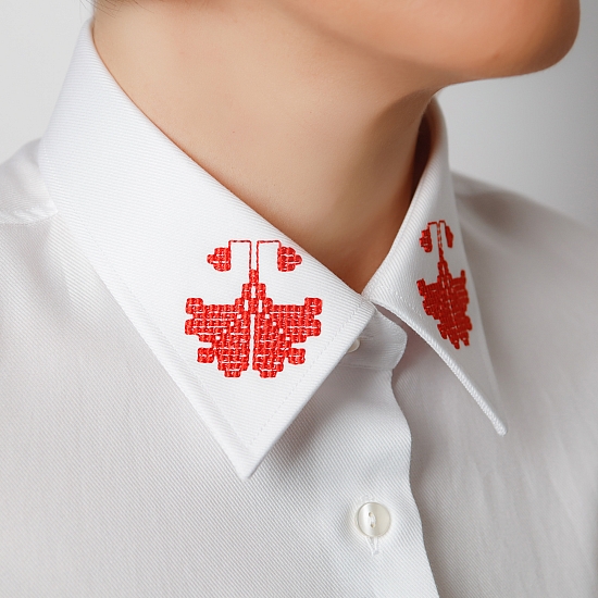 Cotton shirt with embroidered flower 6